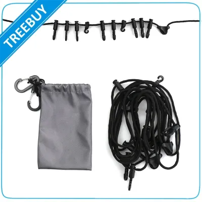 Outdoor 5 Meters Hanging Rope with Hooks Multipurpose Camping Clothes Line for Camping Hiking