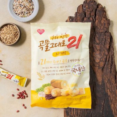 ขนมเกาหลี kemy grain crispy roll 곡물그대로 ทำจากธัญพืช 21ชนิด สอดไส้ครีมชีส 150g