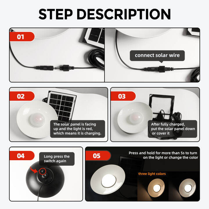 หลอดไฟแผงโซลาร์-led-ip65ดวง-พดานกลางแจ้งกันน้ำไฟสวนอัตโนมัติไฟระย้าพลังงานแสงอาทิตย์พร้อมรีโมทคอนโทรลสายเคเบิล5เมตรสำหรับไฟถนนสนาม