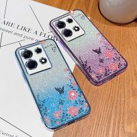 เคสกลิตเตอร์สำหรับ Infinix Note 30 12 G96 Pro 5G 4G Note30 2023 2022เคสโทรศัพท์ฝาหลังอ่อนนุ่มเคสกันกระแทกมือถือแวววาวซิลิโคน TPU ยืดหยุ่นป้องกันชุบลายดอกไม้ไล่ระดับสี