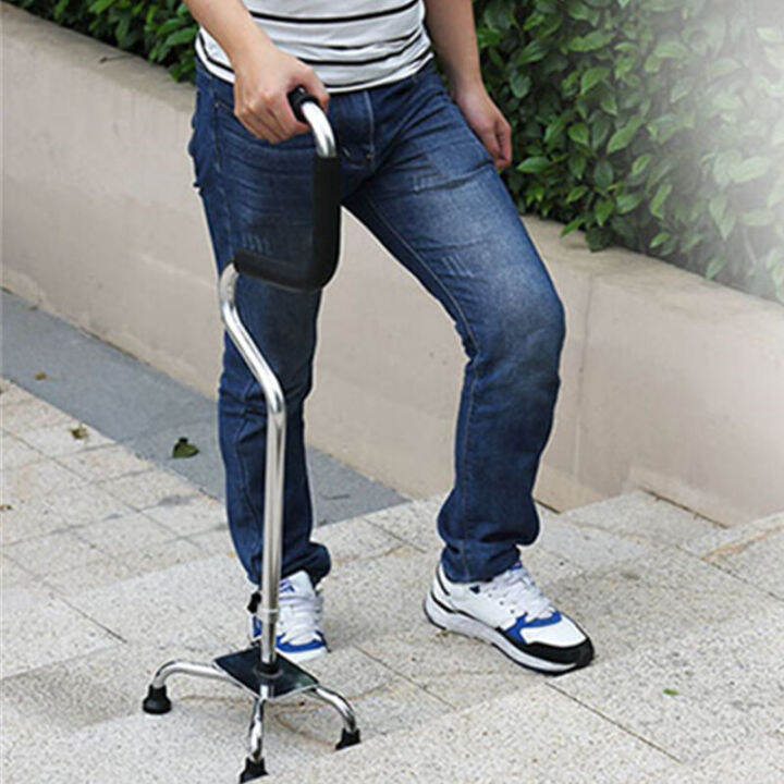 ไม้เท้า-4-ขา-รุ่นที่ยึดจับ-2-ขั้น-ช่วยพยุงในการลุกนั่ง-2-step-aluminum-quad-cane-หัวโค้ง-ไม้เท้าช่วยพยุงเดิน-ไม้เท้าผู้สูงอายุส่งสินค้าจากกทม