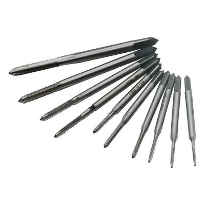 10Pcs Mini Spiral Flute Taps Sets Metric Straight Flute Coarse Thread for Watches Tapping, M1-M3.5