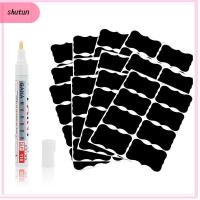 SHUTUN 96pcs/set ครัว ขวดแยม เครื่องเทศ ป้ายกระดานดำ แท็กขวด สติ๊กเกอร์ฉลาก ปากกามาร์กเกอร์