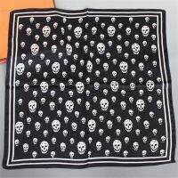 【LZ】❂❃❐  Lenço de seda pobing skull print para mulheres lenços quadrados lenço de cabeça pequena 100  seda pura foulards por atacado envoltórios hijab 53cm