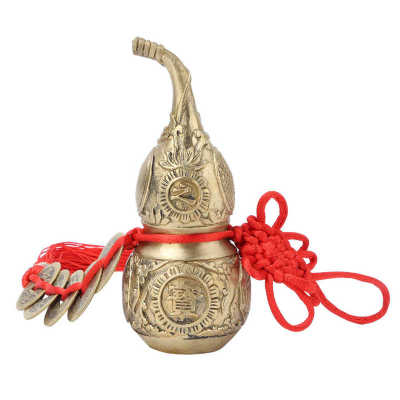 Traditional Chinese Natural Feng Shui Gourd Brass Mental Wu Lou For Health Enhance Luck and Treasure Home Decoration Accessories