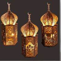 LED Muslim Festival Light Night Lamp Eid Mubarak Wooden DIY Handmade Decoration Gift Ornaments Islam Ramadan Party Supplies Traps  Drains