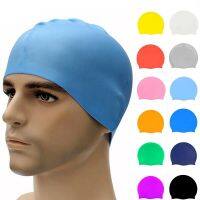 【LZ】❐  Waterproof Silicone Swimming Cap Swim Pool Protect Ears Hair Bathing Caps Hat for Adults Children Men Women Boys Girls Badges