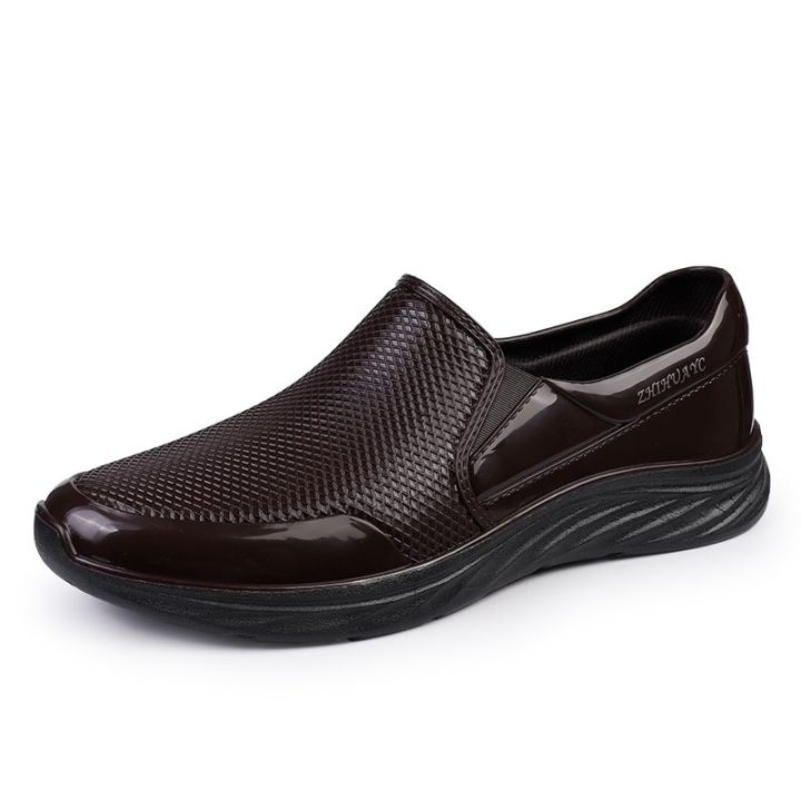 mikejie-รองเท้าโลฟเฟอร์ผู้ชาย-งานของเชฟรองเท้าโลฟเฟอร์สีดำกันน้ำรองเท้าผ้าใบส้นแบนรองเท้ากีฬาผู้ชายหนึ่งฟุตรองเท้าหนังลำลอง
