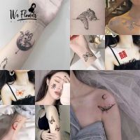 We Flower ins Rabbit Butterfly Temporary Tattoo Sticker Waterproof Chinese Characters Tiger Skull 3D Tattoos Long Lasting