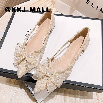 KKJ MALL Ladies Shoes 2022 New Hollow Breathable Pointed Toe Shallow Mouth Single Shoes Womens Small Fragrance Summer Scoop Shoes Large Size Womens Shoes
