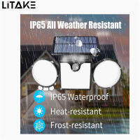 ไฟแสงอาทิตย์260led 3หัว90000lm Ip65กันน้ำความสว่างสูงเซ็นเซอร์ตรวจจับการเคลื่อนไหวไฟสนามแบบปรับได้
