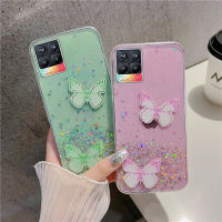 เคสสำหรับ Realme 8 8 Pro 4G,เคสแฟชั่นหรูหราระยิบระยับระยิบระยับระยิบระยับระยิบระยับระยิบระยับเคสด้านหลังเป็นซิลิโคนนิ่มดีไซน์รูปผีเสื้อประดับพลอยเทียมสวยงาม