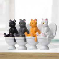 แมวตลกตัวเลขจำลองสูง Vivid Expression อุปกรณ์ตกแต่งห้องน้ำนั่ง Miniature Cat สัตว์ของเล่นสำหรับเด็ก