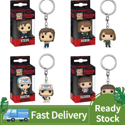 Pop!1PCS Funko Pop Stranger Things 4 Action Figure ของเล่น Dustin Steve Eddie Robin พวงกุญแจพวงกุญแจจี้4ซม.