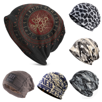 ถักหมวกไวกิ้งกลางแจ้งหมวกหมวกสำหรับผู้ชายผู้หญิงต้นไม้ที่มี Triquetra Skullies Beanies สกีหมวกผ้าฝ้ายหมวกหมวก