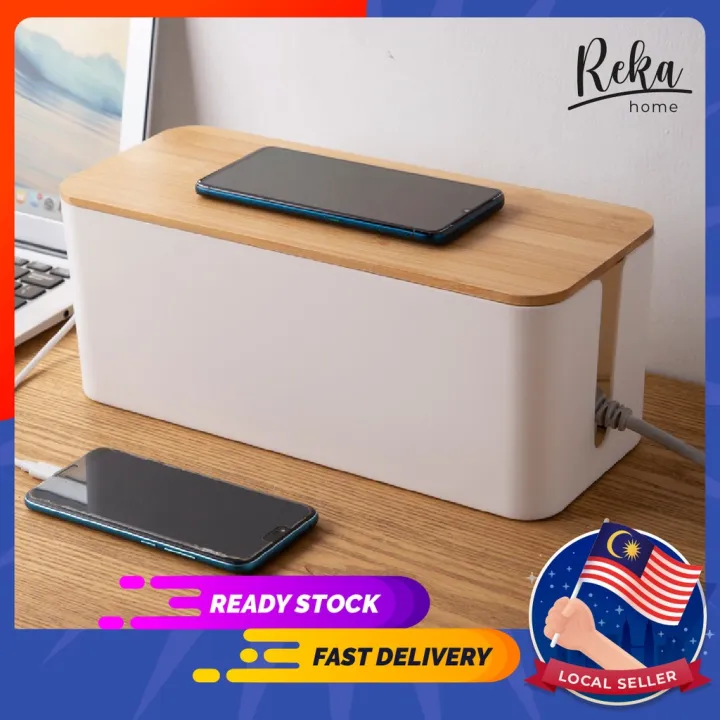 【REKA HOME】Cable Storage Box Organizer Wire Storage Box Cable Management Box Plastic Power Strip