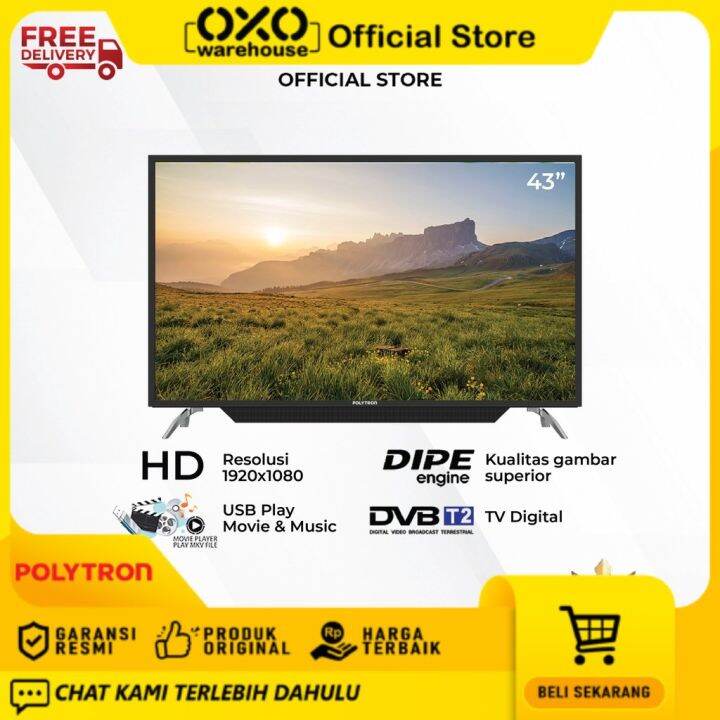 POLYTRON LED TV DIGITAL 43" PLD 43V1553 Garansi Resmi 5 Tahun Suara