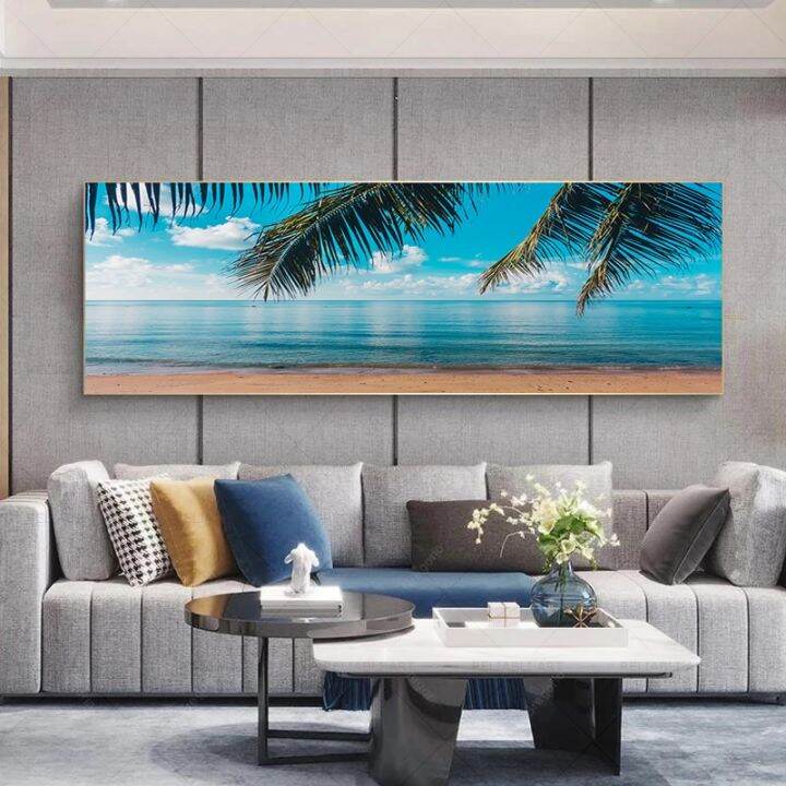 Nature Landscape Posters Wall Art Pictures Sea Sunset Beach Wave Canvas Painting For Living Room