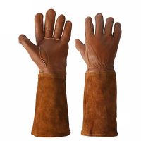 Lengthened Leather Gloves Garden Labor Protection Gloves Anti-Cut and Anti-Stab Welding Tool Gloves