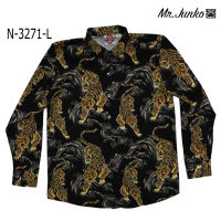 ?ส่งฟรี?เชิ้ตแขนยาว งานต่อลาย Mr.Junko ผ้าซาติน นิ่มใส่สบายไม่ร้อน N-3271-L