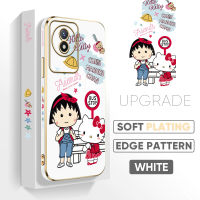 เคส PMP ฟรีสายคล้อง Y02T Y02A เคสสำหรับ Vivo การ์ตูน Chibi Marukochan Kity Kity เคสขอบสี่เหลี่ยมรูปแมวเด็กผู้หญิงชุบเคสโทรศัพท์เคสโทรศัพท์นิ่ม