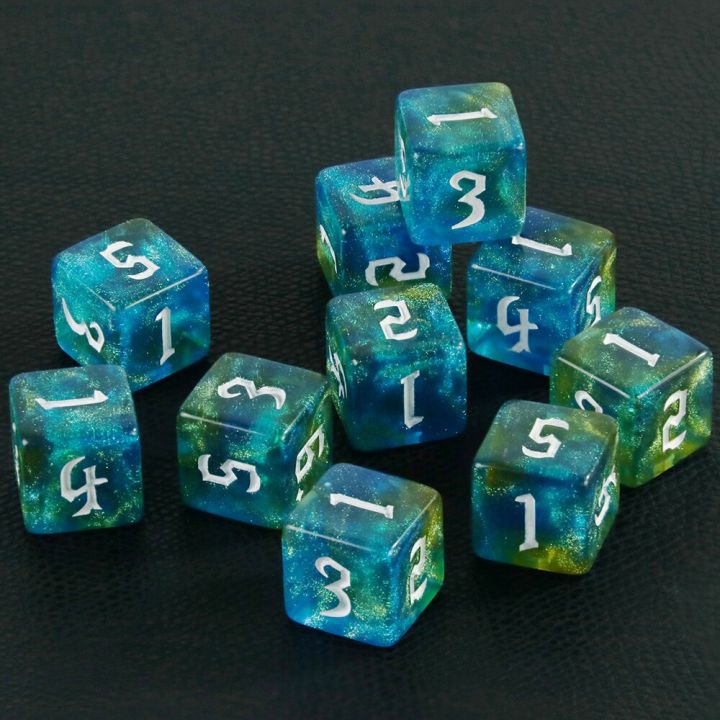 ชุดลูกเต๋าหลายหน้า-d6สีผสมลูกเต๋าแวววาว6ด้านสำหรับเกมคณิตศาสตร์สอนการเล่นเกมบนโต๊ะ