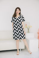 Mommade เดรสให้นม zigzag ballon dress