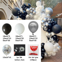 137pcsset Black White Balloons Garland Arch Kit Latex Silver Chrome Globos Happy New Year Birthday Party Decorations Supplies