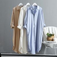 COD DDDGRYTRY 8 Colors【Has Pockets】Korean Style Oversized Cotton Shirt Women loose Casual Blouse Long Sleeve Tops