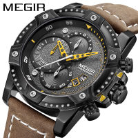 [สินค้าใหม่]MEGIR[100ของแท้ครับ]2130 นาฬิกาผู้ชาย มัลติฟังก์ชั่น ระยะเวลา หนัง กีฬา นาฬิกาควอตซ์