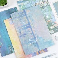 Initial/Meet Monet 88 Pages Car Line This Soft Face Oil Painting Notebook Fresh Student Horizontal Notebook Stationery Book A4 Note Books Pads