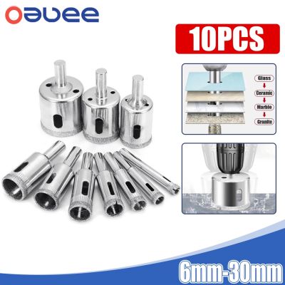 10pcs Diamond Coated Drill Bits Set Hole Saw Kit 6mm 30mm Tile Marble Glass Ceramic Drilling Bits For Power Tools Accessories