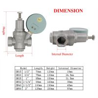 adjustable pressure reducing valve - 1/2 3/4 1 1-1/4 1-1/2 2 inch - lead free stainless steel - water pressure regulator valve