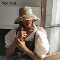 TOMKHU หมวกฤดูร้อนทำมือใหม่สำหรับผู้หญิงหมวกบังแดดหลอดใยต้นปาล์มหมวกครอบทรงถังผู้หญิงหมวกฟลอปปี้เดินทางของผู้หญิงชายหาดปานามาเด็กผู้หญิง