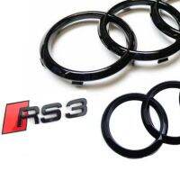 แหวน RS3 S3สำหรับรถ Audi A3ตกแต่งกระจังหน้าท้ายรถอุปกรณ์เสริมสติกเกอร์สีดำเงา