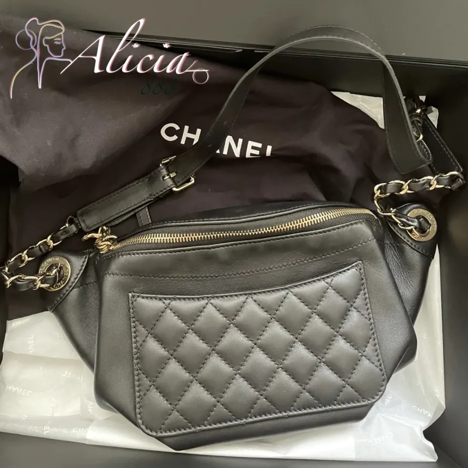 CHANEL Calfskin Quilted Waist Belt Bag Black | FASHIONPHILE
