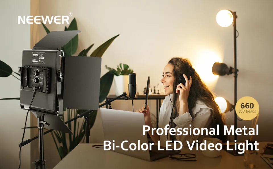 Neewer Dimmable Bi-Color LED with U Bracket Professional Video Light for  Studio,  Outdoor Video Photography Lighting Kit, Durable Metal  Frame