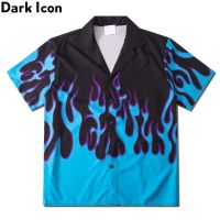 ❍☄✶ เสื้อเชิ้ตโปโลผู้ชายสีเข้ม Icon Flame Hawaiian