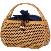 top●Women Bamboo Bags Bohemian Female Summer Beach Handbag Lady Vintage Rattan Knitted Bag Hollow Handmade Woven Basket Tote