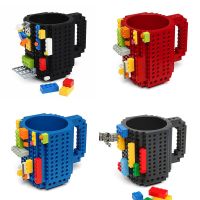 [HOT XSJK,XHKWQ 513] 1ชิ้น Build-On อิฐแก้วอาคารบล็อกถ้วยกาแฟ DIY ตลกบล็อกแก้วแบบพกพา Drinkware ดื่มแก้ว12ออนซ์4สี