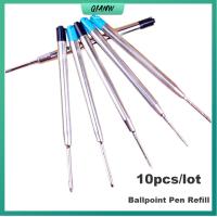 QIANW 10PCS/LOT 0.5mm ร้อน สำนักงาน ลายเซ็น แกนกลางปลายปากกา หมึกสีน้ำเงิน/ดำ โลหะ ปากกาลูกลื่นแบบเติม
