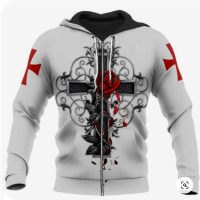 3D HOODIE-  XZX180305   KNIGHTS TEMPLAR COMMANDERY HOODIE - CASUAL JESUS GUARD , SWEATSHIRTS &amp; ZIPPER 29