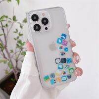 【CW】 Apps Transparent for iPhone 13 12 14 X XR Funda Glitter Quicksand Back Cover Brillant