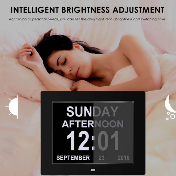 8 Inch Dementic Clock with Remote, Digital Calendar, Alarm Clock with