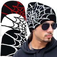 【YD】 Punk Knitting Web Design Hat for Men Pullover Cap Y2k Gothic Wool knit Warm Beanie Hats New Hip-hop Street