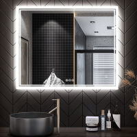 LUVODI 80cm กระจกห้องน้ำ Square LED Bathroom Mirror สมาร์ททัช การไล่ฝ้า หรี่แสงได้