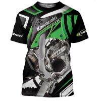 2023 NEWKawasaki 3D พิมพ์เสื้อยืดสำหรับผู้ชายรถจักรยานยนต์การแข่งขันกีฬาแขนสั้นกลางแจ้งสตรี T Racksuits แฟชั่น Streetwear หลวมประเดิม