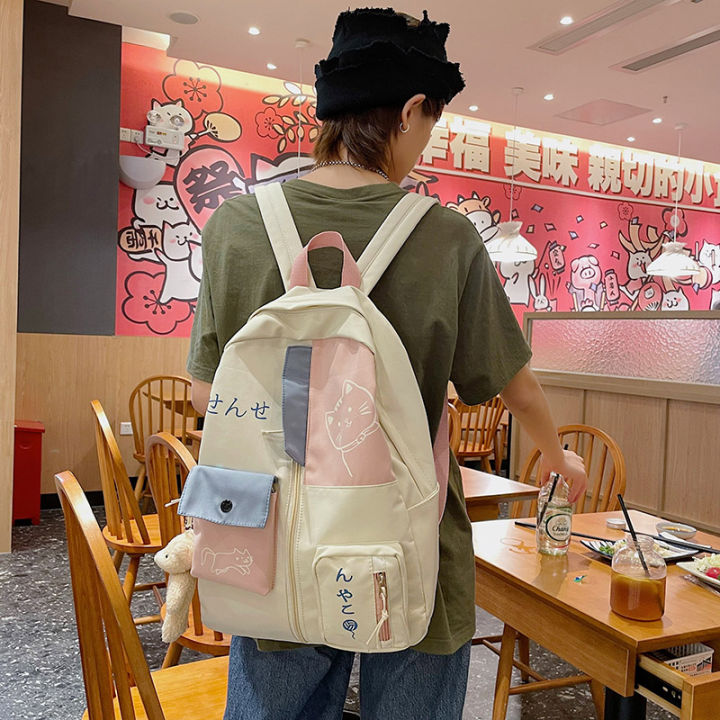 one-pis-กระเป๋าสะพายหลังผู้หญิงน่ารักสไตล์เกาหลีฮาราจูกุกระเป๋านักเรียน