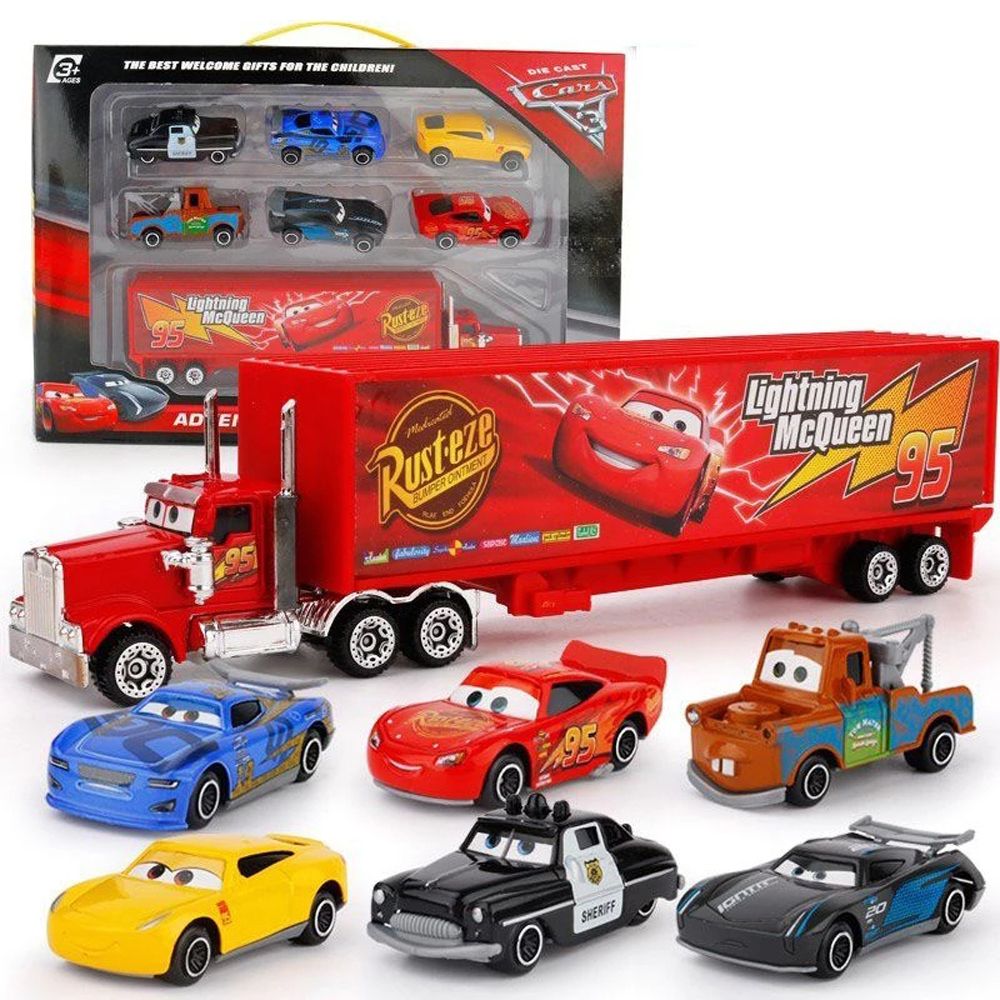 6 Disney Pixar Cars Lightning McQueen Diecast Kid Boy Toy Set Playset Vehicle 