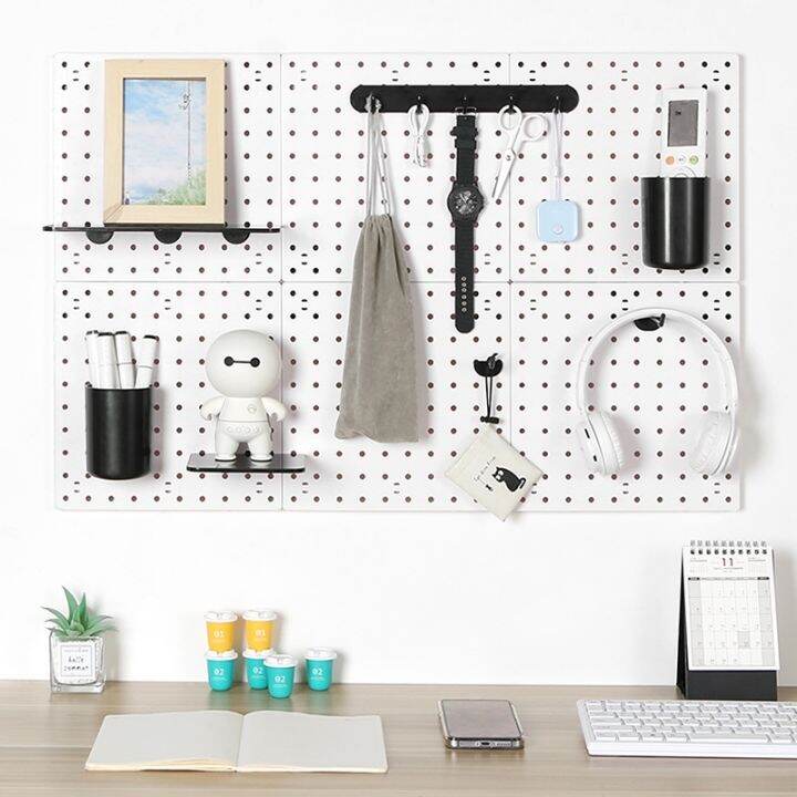 E MEIJIA Adhesive Kitchen Wall Shelf Pegboard Organizer No Drill ...